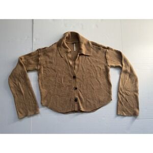 Free People Ella Sweater Cardigan Shirt Small Iced Coffee